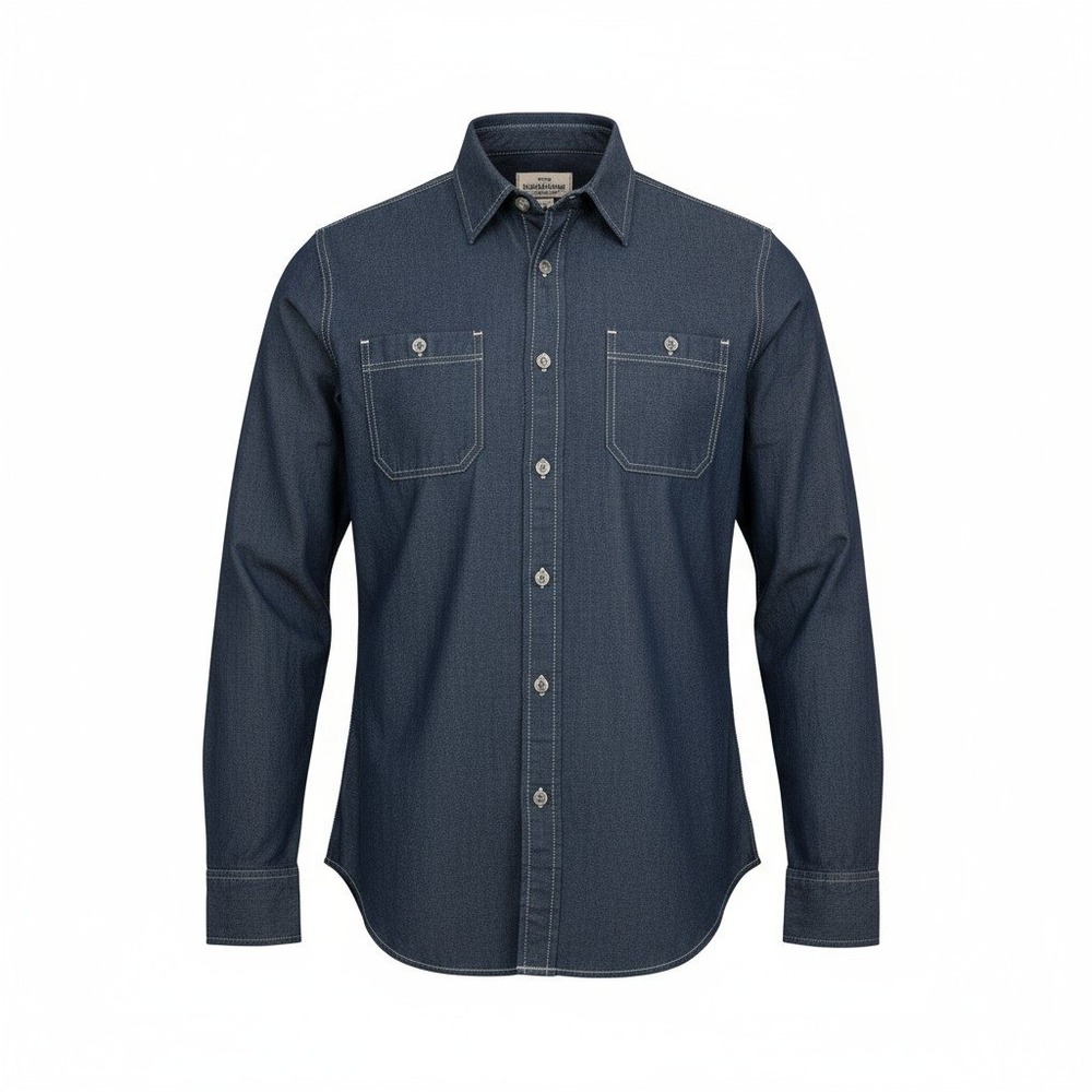 Weatherproof Vintage Mens Denim Chambray Work Shirt Long‎ Sleeve Button Down M M - Picture 2 of 10